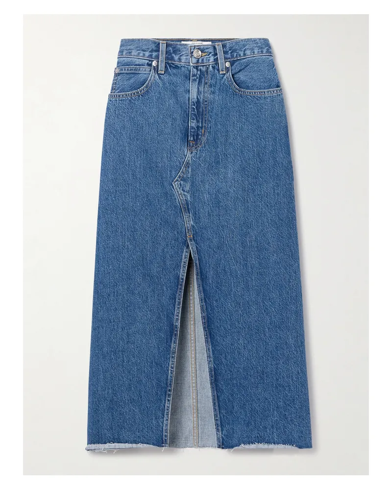 SLVRLAKE Midi-jeansrock Mit Fransen - Blau Blau