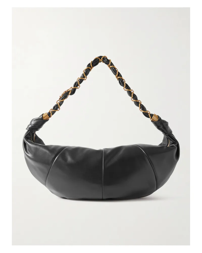 Saint Laurent Amalia Embellished Leather Shoulder Bag - Black Black