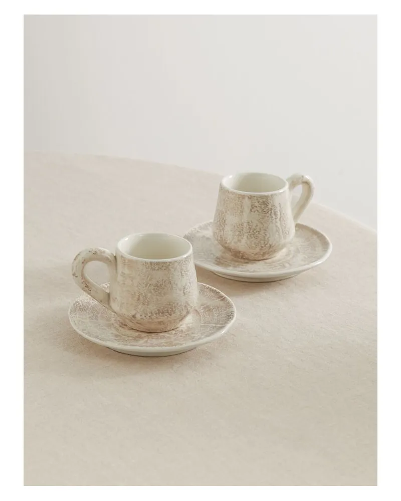 Brunello Cucinelli Set Aus Zwei Tassen Und Untertassen Aus Glasierter Keramik - Neutral Neutral