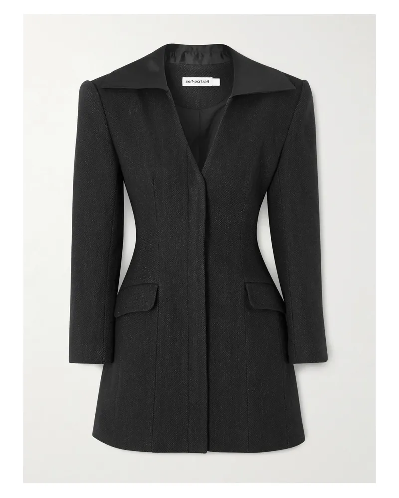 Self-Portrait Minikleid Aus Einer Wollmischung - Schwarz Schwarz