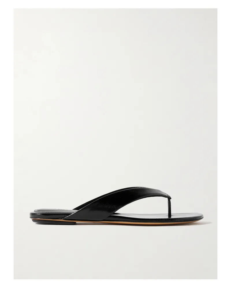 Le Monde Béryl Zehensandalen Aus Leder Mit Aaleffekt - Schwarz Schwarz