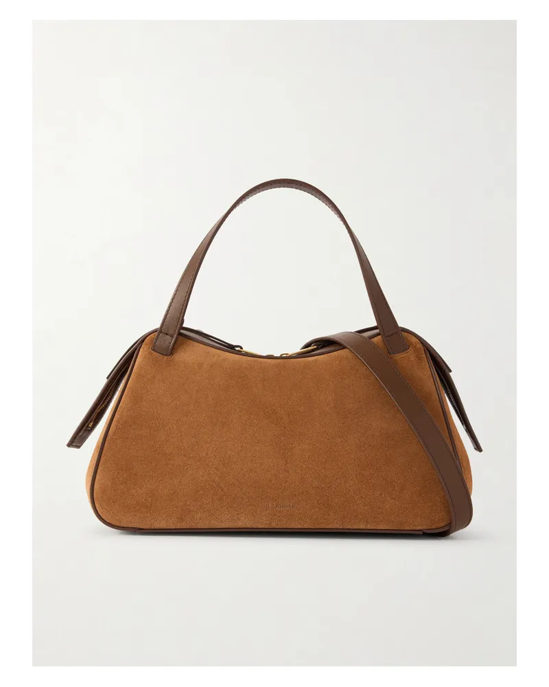 Jil Sander Small Leather-trimmed Suede Shoulder Bag - Brown Brown