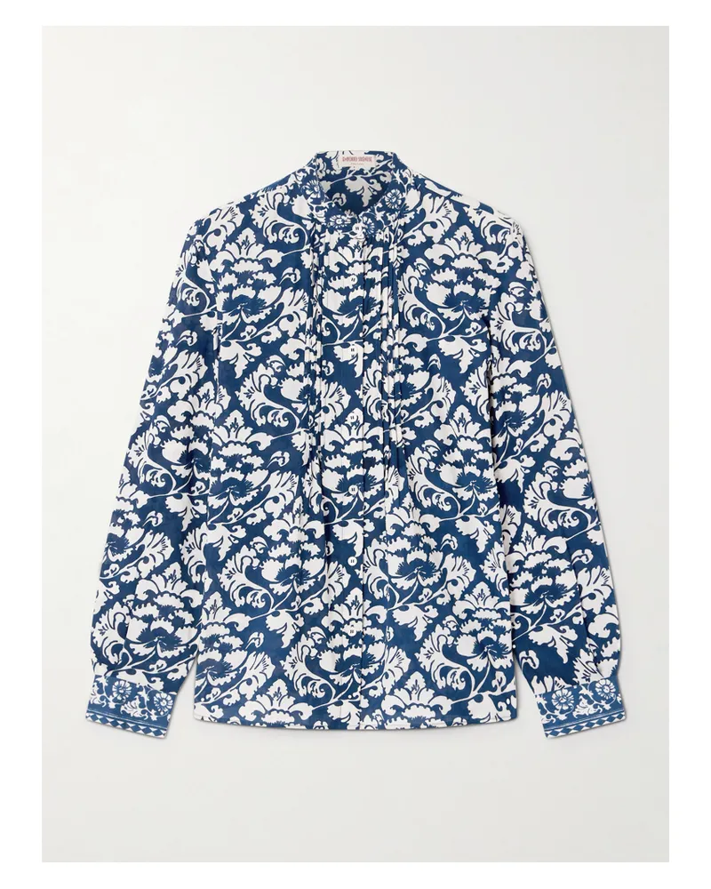 Emporio Sirenuse Chiara Bluse Aus Baumwolle Mit Blumenprint - Blau Blau