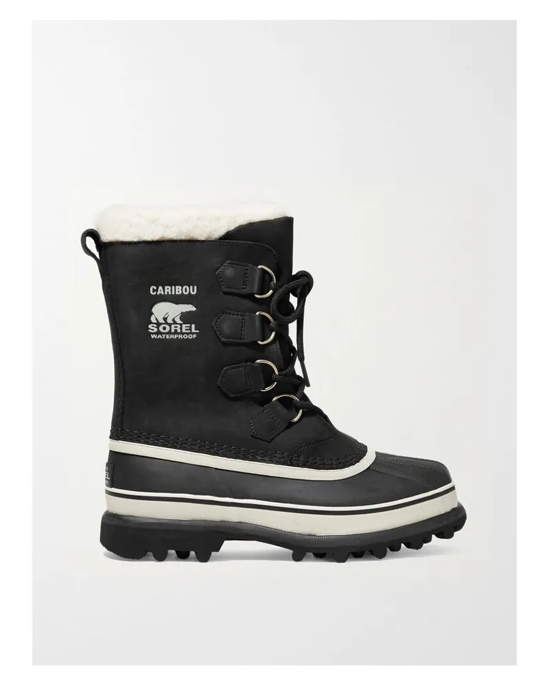 Sorel Caribou Schnürstiefel Aus Wasserdichtem Nubukleder Und Gummi - Schwarz Schwarz