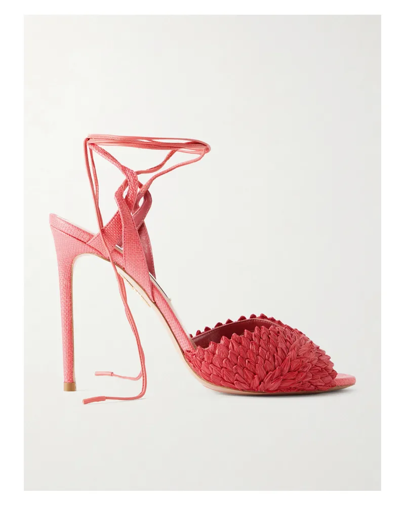 Aquazzura Rio Flirt 105 Raffia Sandals - Red Red