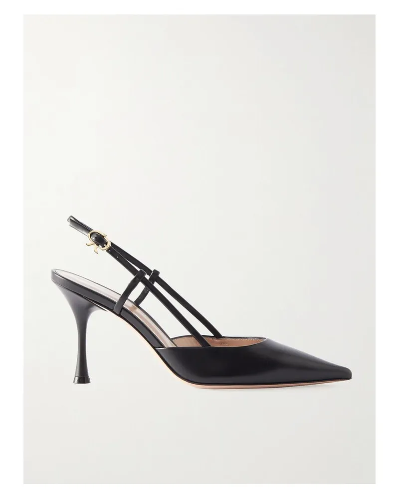 Gianvito Rossi 85 Slingback-pumps Aus Leder - Schwarz Schwarz