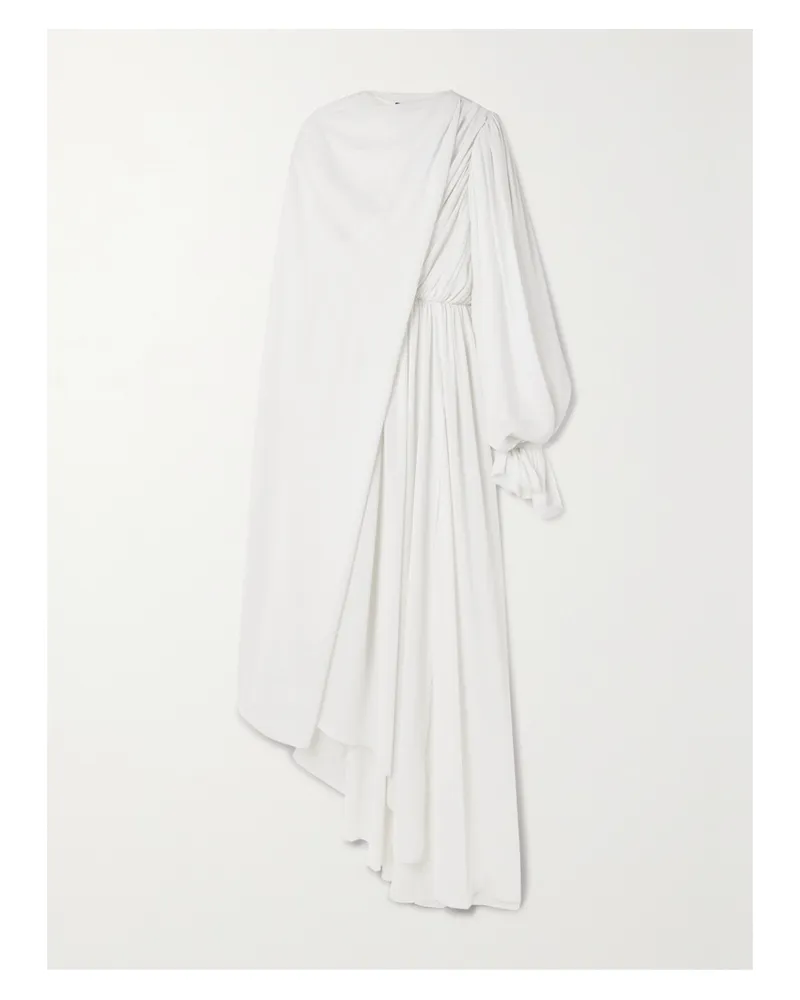Balenciaga Asymmetric Draped Cape-effect Pleated Crepe Dress - White White