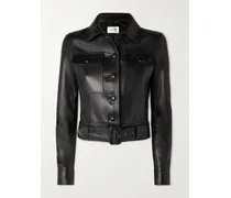 Bikerjacke Aus Leder Mit Gürtel - Schwarz