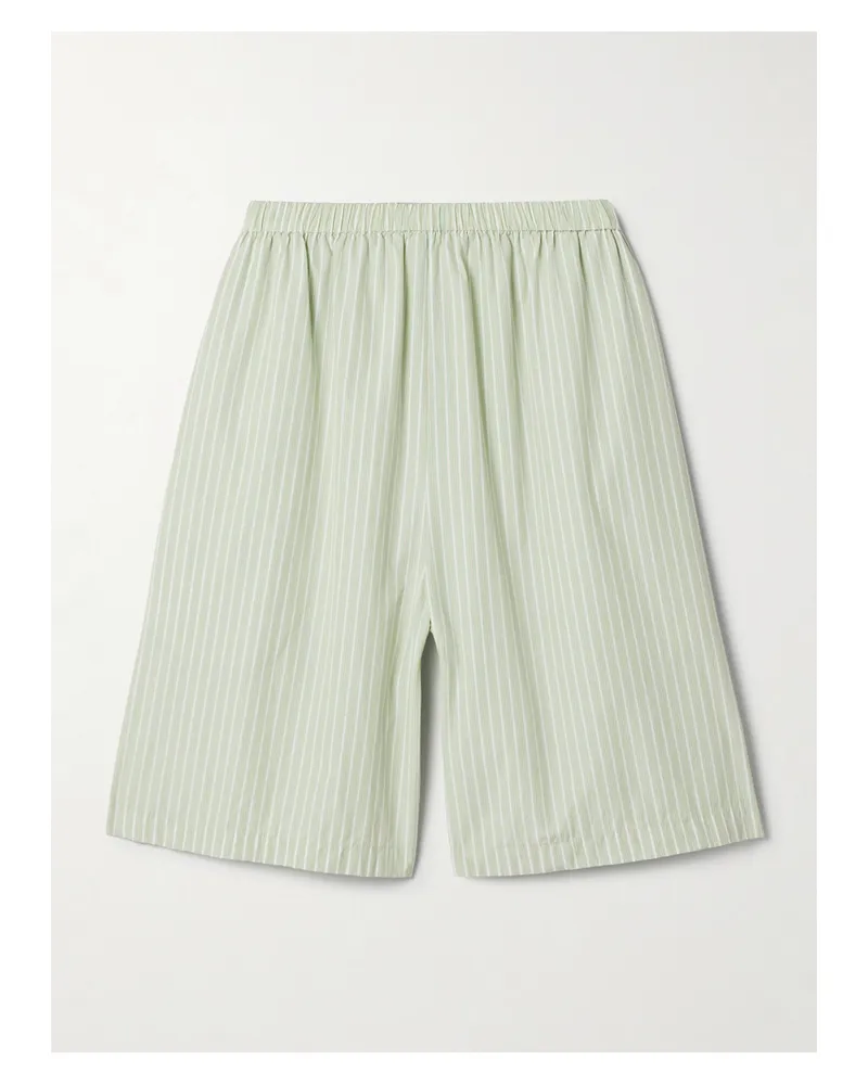 The Row Zinnia Shorts Aus Gestreifter Baumwollpopeline - Grün Grün