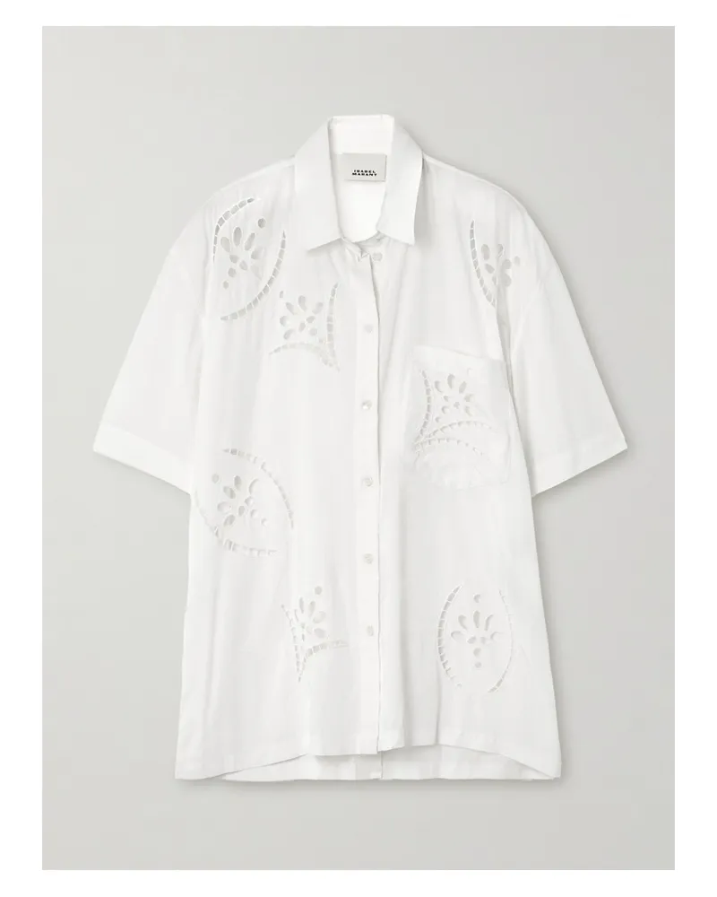 Isabel Marant Bilya Oversized-hemd Aus Popeline Aus Einer Modalmischung Mit Lochstickerei - Weiß Weiß
