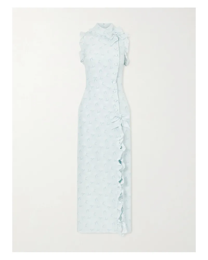 Alessandra Rich Printed Silk Midi Dress - Blue Blue