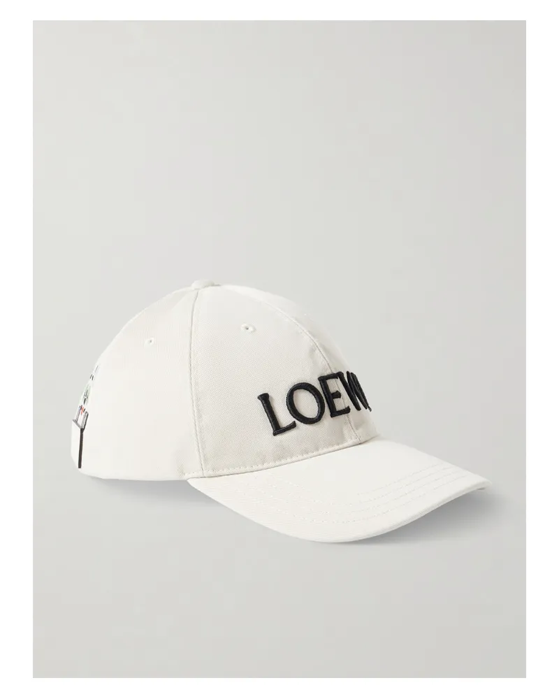 Loewe Louis Wain Leather-trimmed Embroidered Cotton-canvas Baseball Cap - Neutrals Neutrals