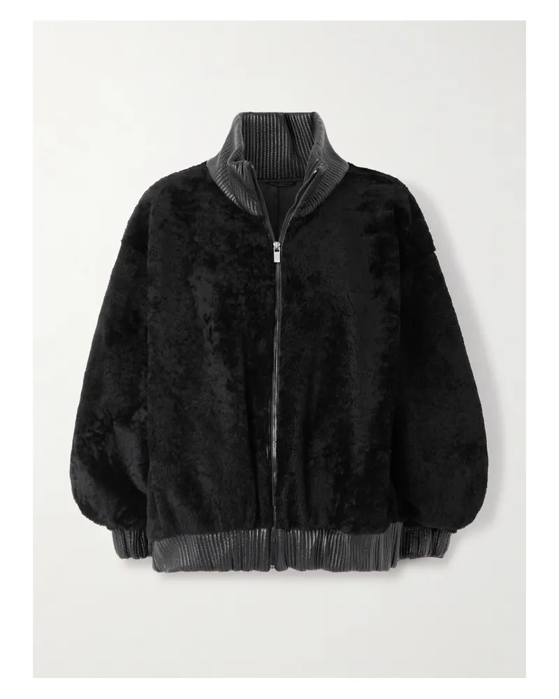 Magda Butrym Shearling Bomber Jacket - Black Black
