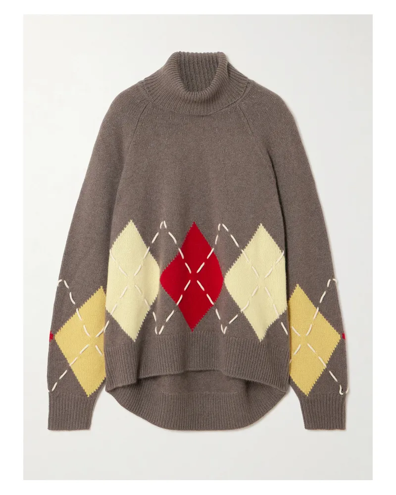 arch4 Courchevel Pullover Aus Kaschmir Mit Argyle-muster Und Stickerei - Grau Grau