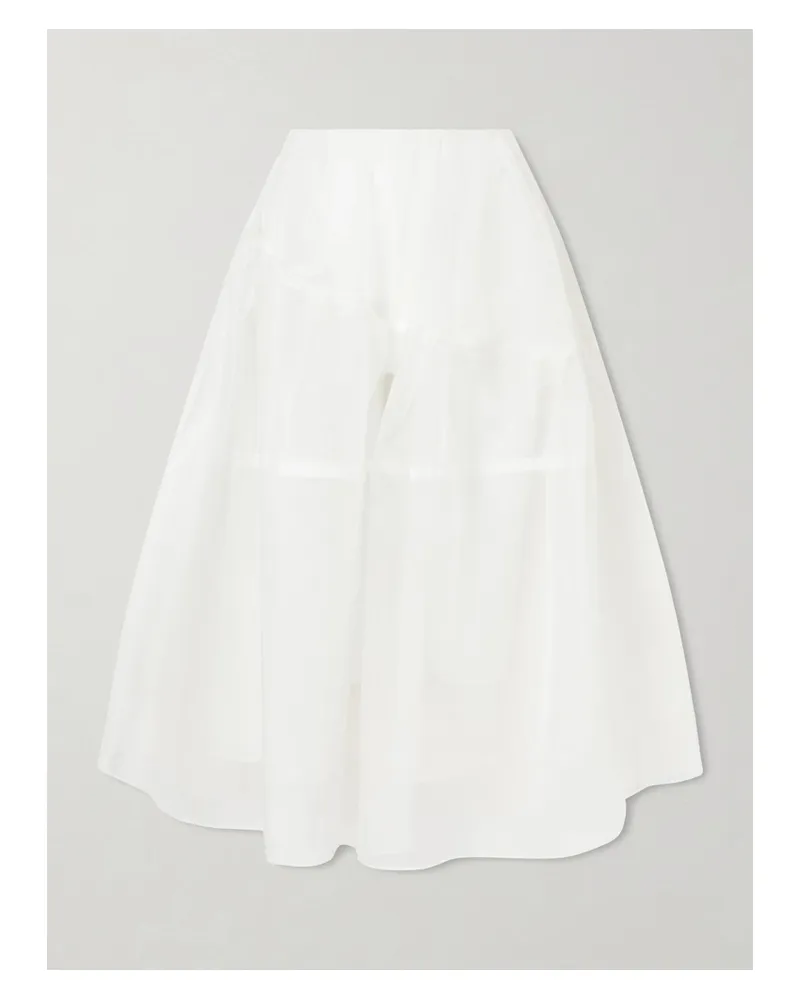 Simone Rocha Layered Pleated Silk-organza Midi Skirt - Neutrals Neutrals