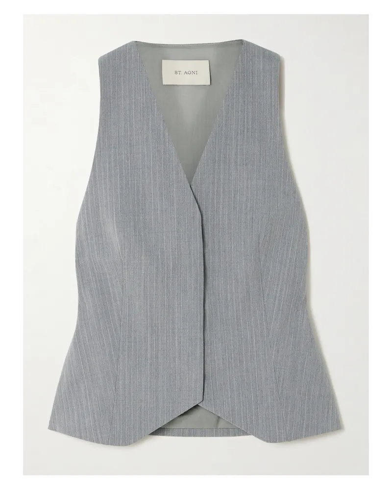 St. Agni Weste Aus Twill Aus Einer Wollmischung Mit Nadelstreifen - Grau Grau