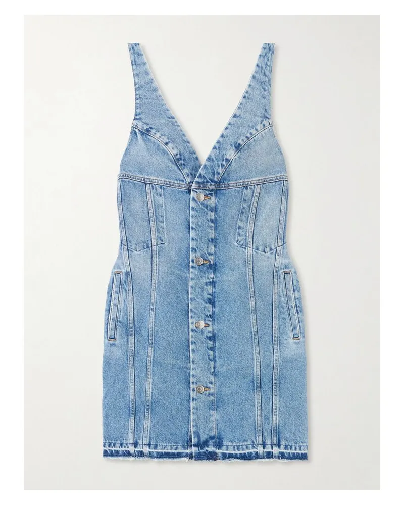 Stella McCartney Minikleid Aus Bio-denim Mit Fransen - Blau Blau