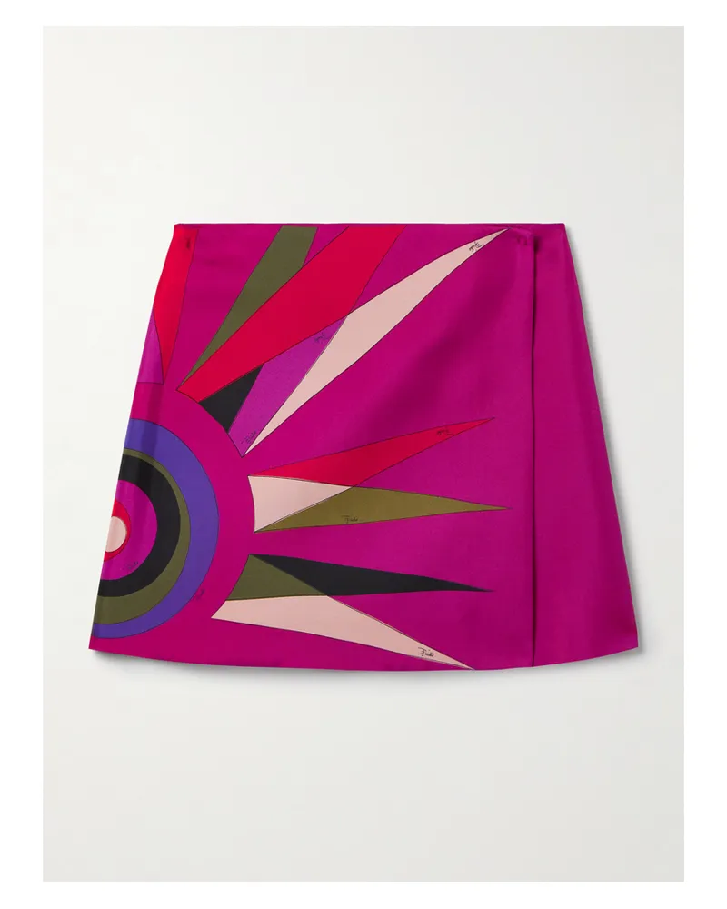 Emilio Pucci Minirock Aus Bedrucktem Seiden-twill Mit Wickeleffekt - Mehrfarbig Mehrfarbig