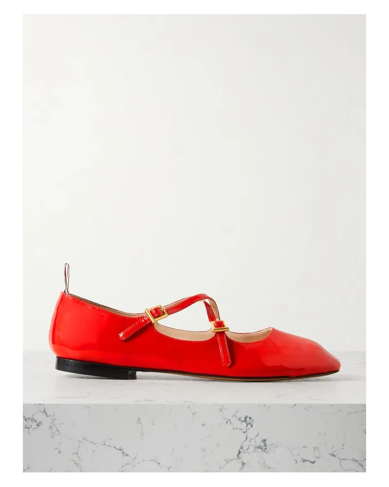 Thom Browne Mary-jane-ballerinas Aus Lackleder Mit Ripsbandbesatz - Rot Rot