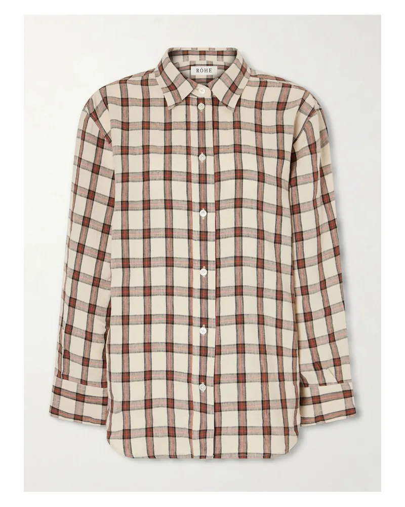 Róhe Oversized-leinenhemd Mit Karomuster - Braun Braun