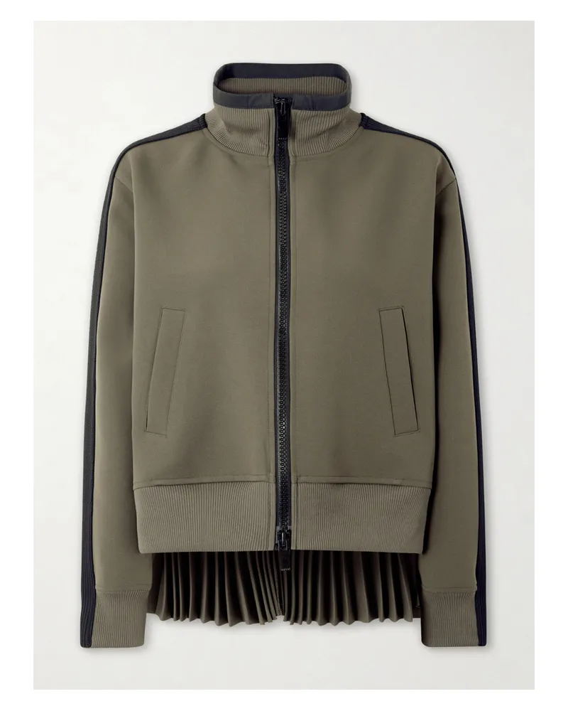 Sacai Jacke Aus Technischem Jersey Mit Falten - Grün Grün