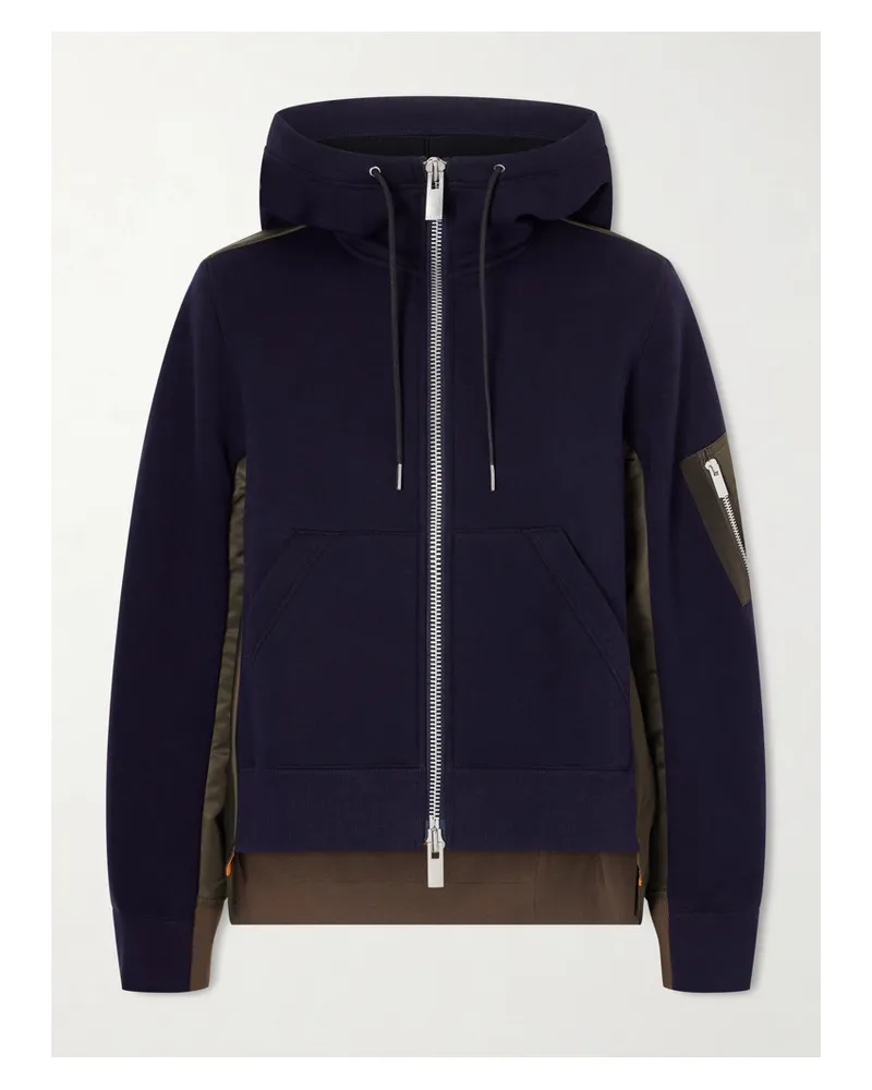 Sacai Sponge Sweat Kapuzenjacke Aus Jersey Aus Einer Baumwollmischung Und Shell - Blau Blau