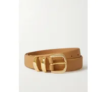Textured-leather Waist Belt - Neutrals