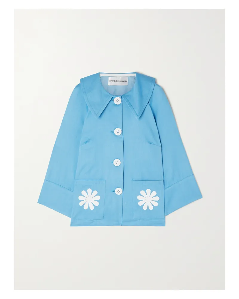 Sindiso Khumalo Pumla Jacke Aus Baumwollgabardine Mit Blumenprint - Blau Blau