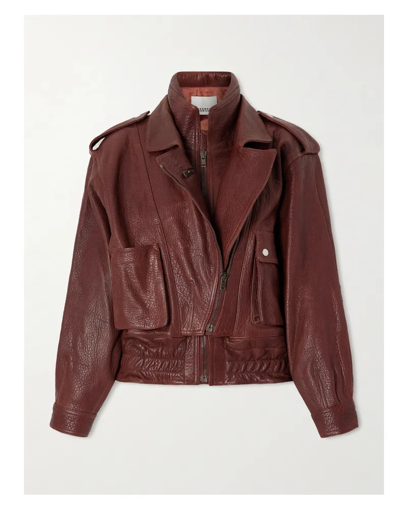 Isabel Marant Aneli Layered Textured-leather Jacket Red