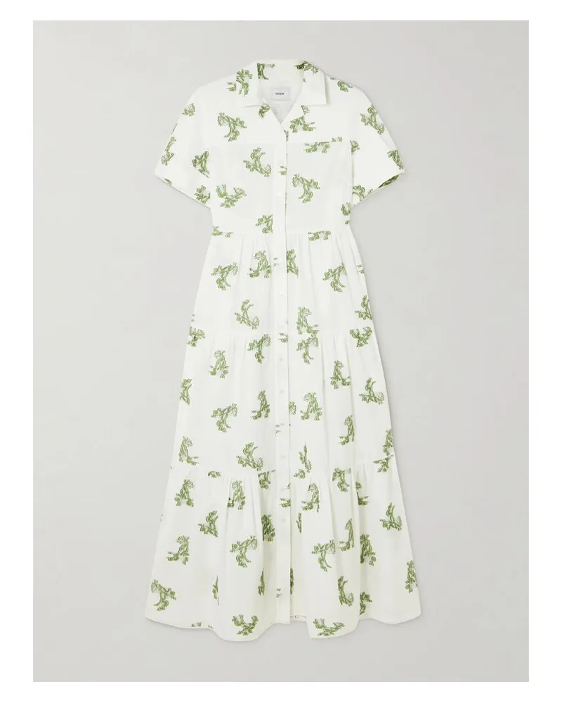 Erdem Midi-hemdblusenkleid Aus Baumwolle Mit Fil-coupé-stickereien Und Raffungen - Elfenbein Elfenbein