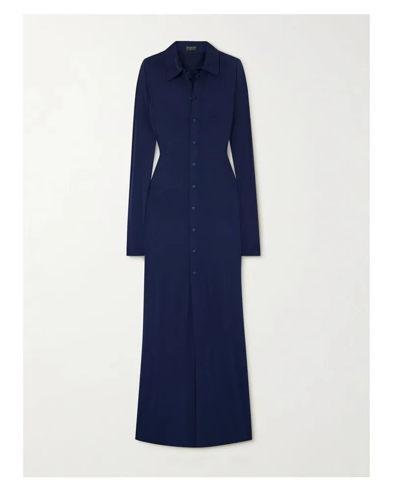 Balenciaga Maxi-hemdblusenkleid Aus Stretch-jersey - Blau Blau