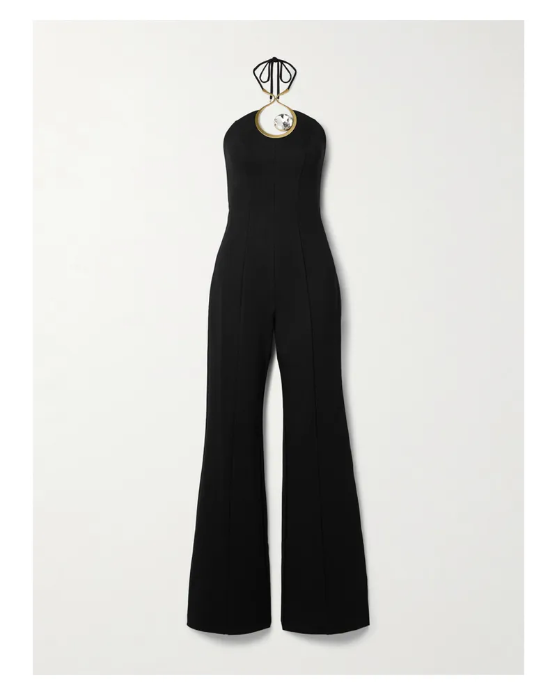 Area Neckholder-jumpsuit Aus Jersey Mit Verzierungen - Schwarz Schwarz