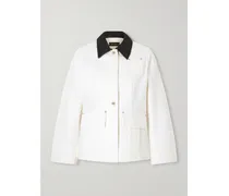 Echo Leather-trimmed Organic Denim Jacket - White