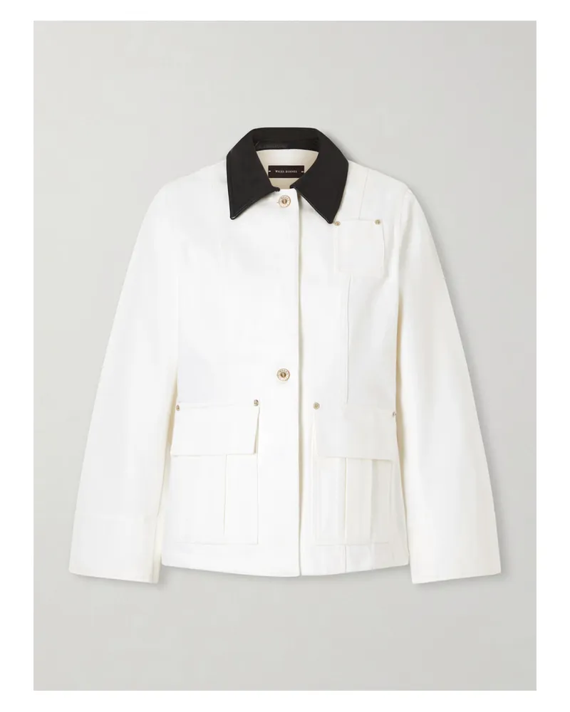 Wales Bonner Echo Leather-trimmed Organic Denim Jacket - White White