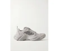 Monday Rubber-trimmed Leather Sneakers - Gray