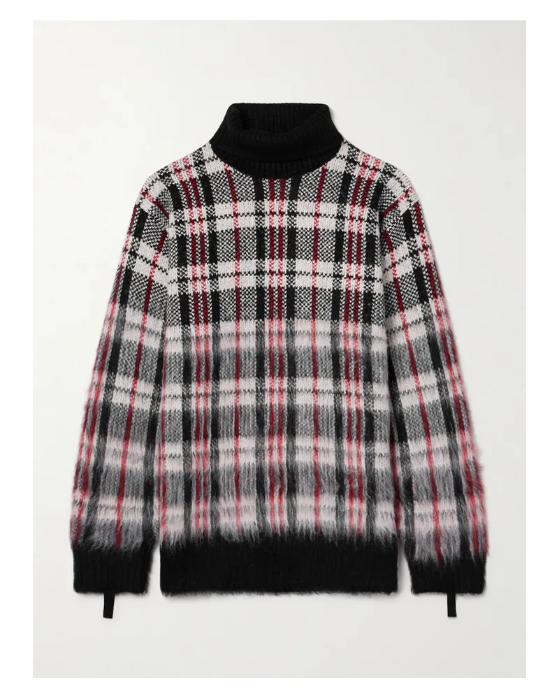 Helmut Lang Karierter Oversized-pullover Aus Gebürstetem Strick - Rot Rot