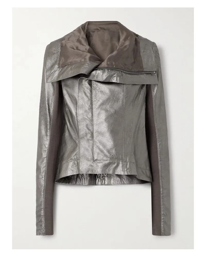 Rick Owens Naska Bikerjacke Aus Metallic-leder Metallic