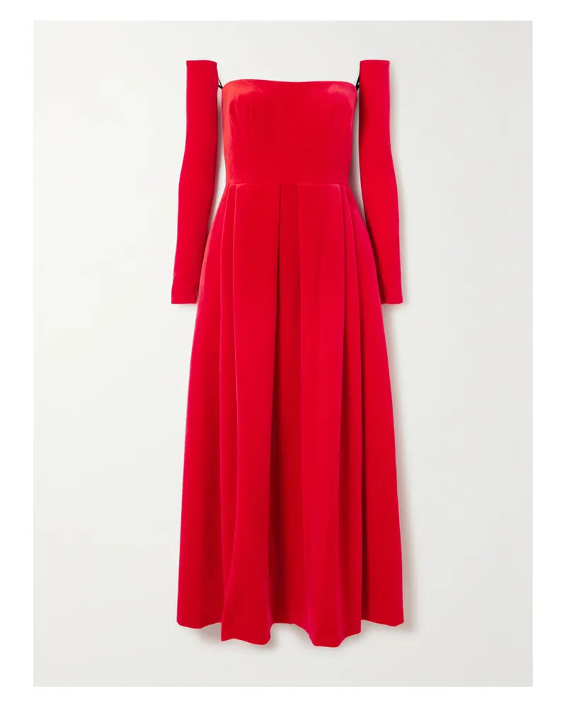 Alex Perry Trägerloses Midikleid Aus Samt Mit Falten Und Handschuhen - Rot Rot