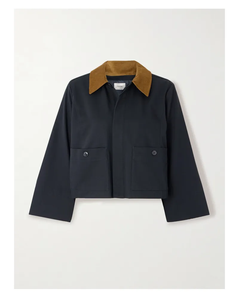 Frame Denim Jacke Aus Baumwoll-twill Mit Cordbesatz - Blau Blau