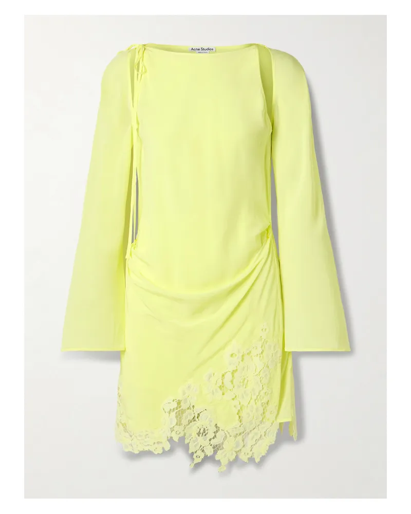 Acne Studios Minikleid Aus Jersey Mit Spitzeneinsätzen, Cut-outs Und Wickeleffekt - Gelb Gelb