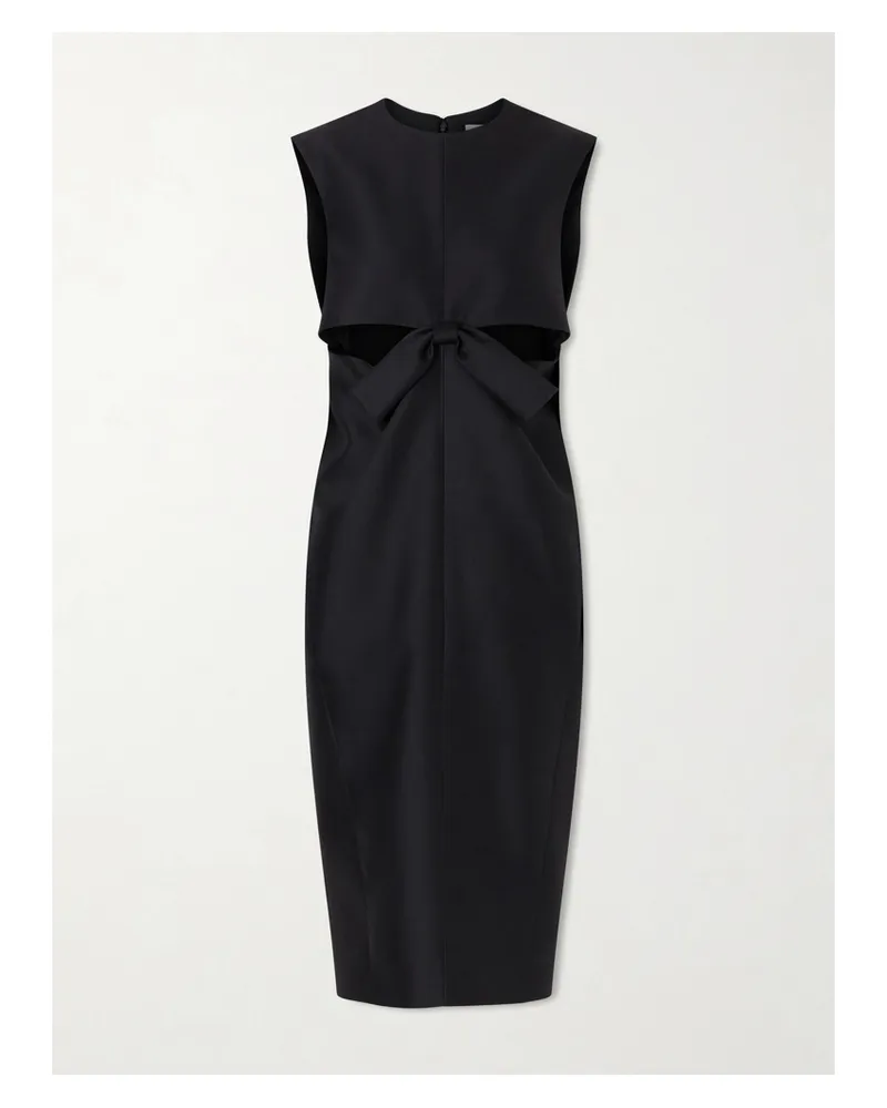 Balenciaga Cutout Draped Wool And Silk-blend Midi Dress - Black Black