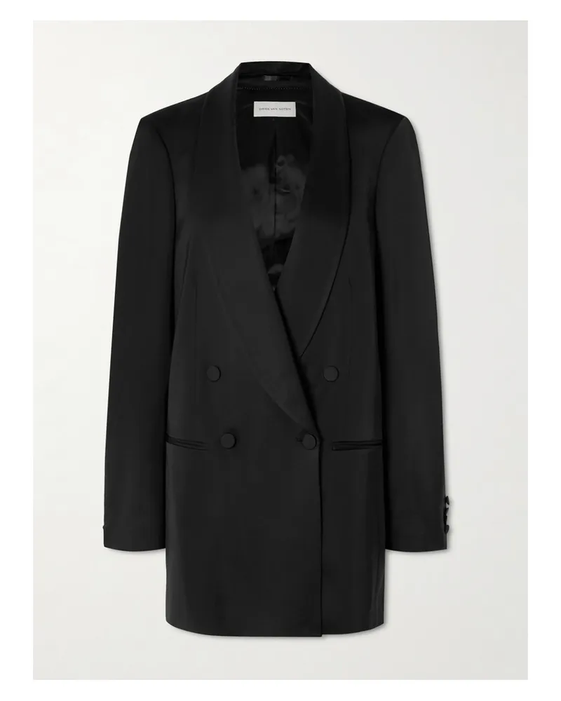 Dries van Noten Doppelreihiger Blazer aus Satin Schwarz