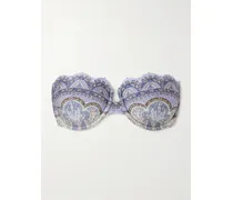 Wanderlust Strapless Embellished Paisley-print Bikini Top - Blue