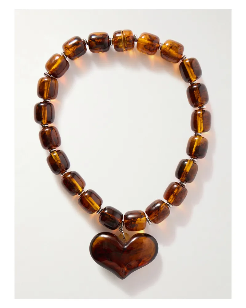 JULIETTA Amore Silver-tone Resin Necklace - Brown Brown