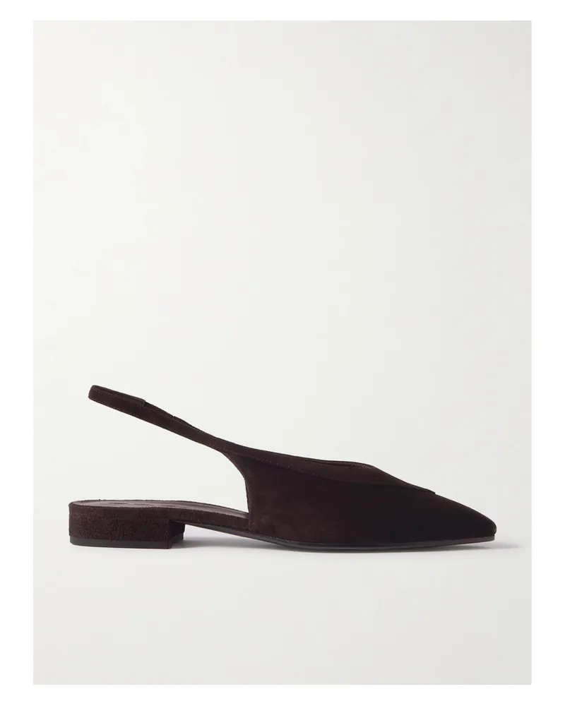 Loro Piana Rebecca Mehrlagige, Flache Slingback-schuhe Aus Veloursleder - Braun Braun