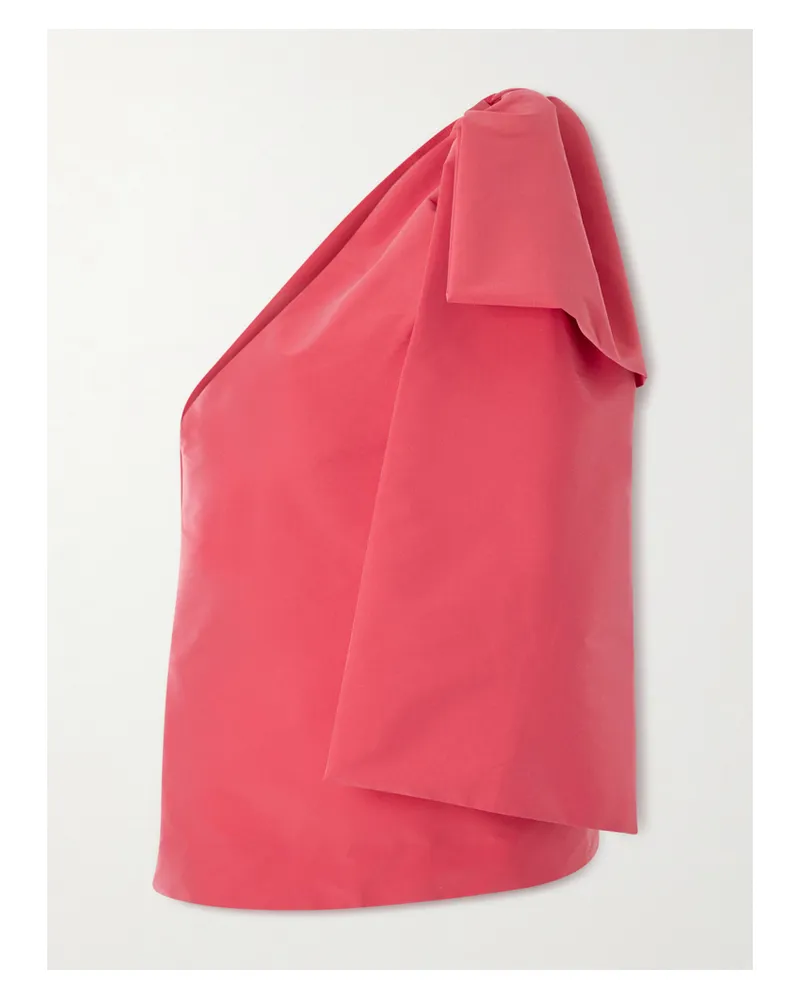 BERNADETTE Winnie One-shoulder Bow-detailed Taffeta Top - Pink Pink