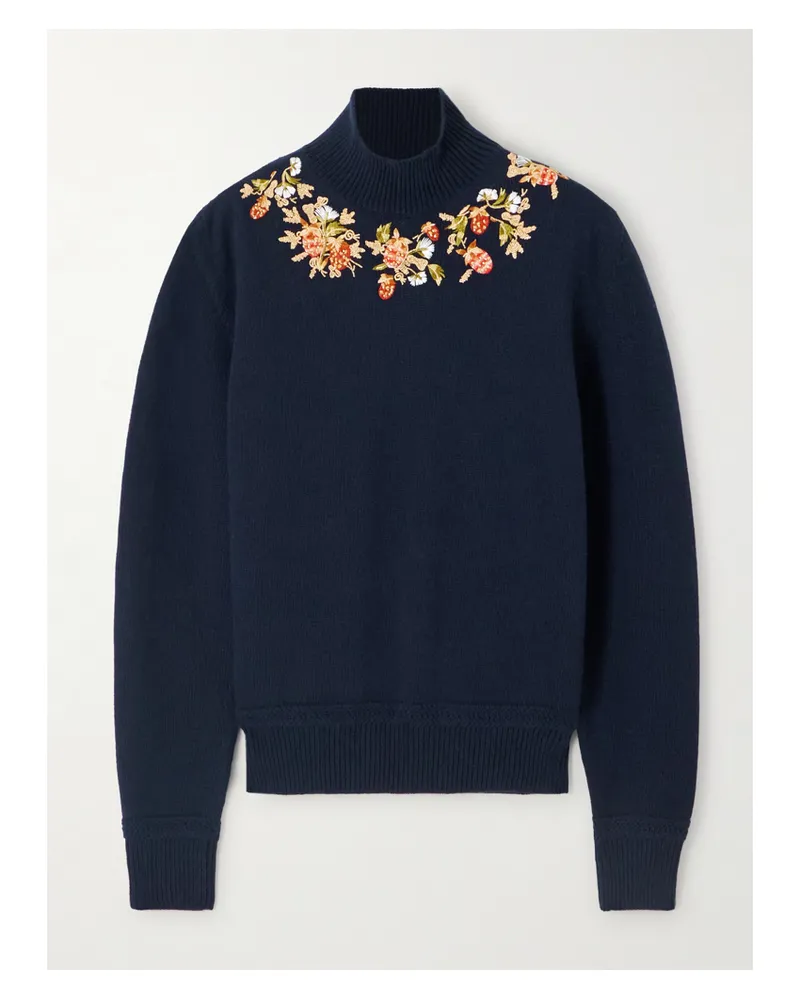 Bally Stehkragenpullover Aus Wolle Mit Zierperlen Und Stickereien - Blau Blau