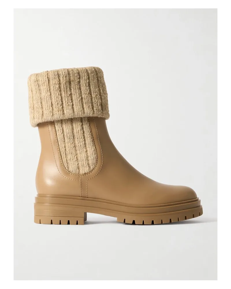 Gianvito Rossi Tenney Chelsea Boots Aus Leder Und Rippstrick - Braun Braun