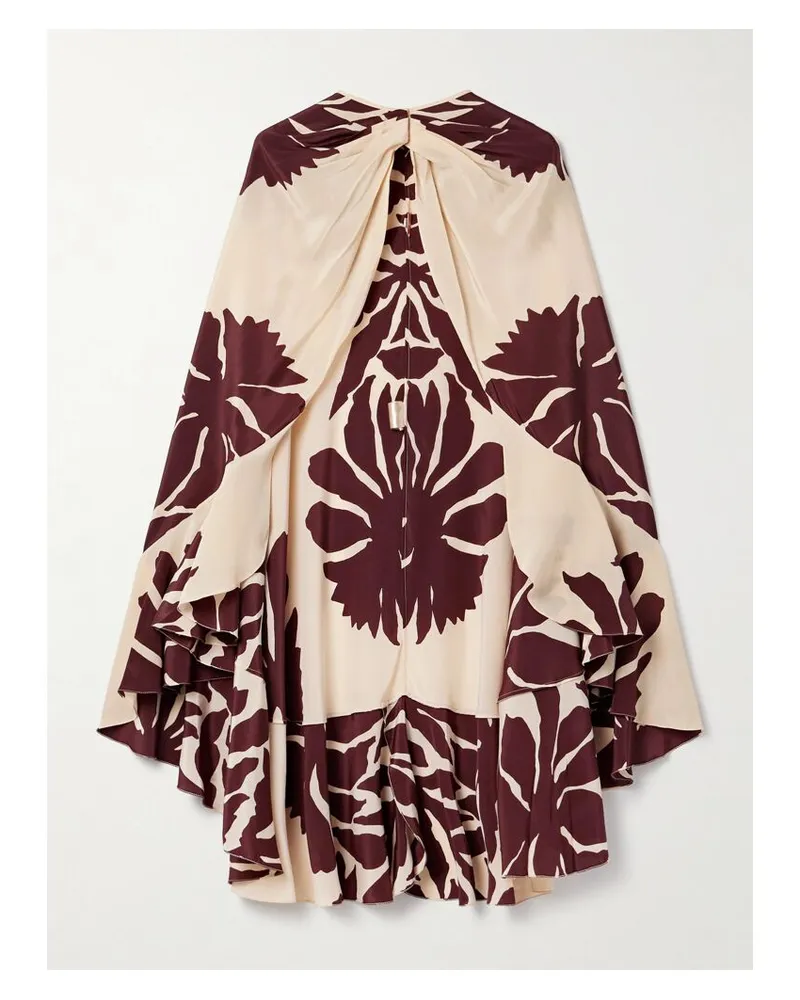 Johanna Ortiz Aromatic Garden Cape Aus Bedrucktem Crêpe De Chine Aus Seide Mit Volant - Orange Orange