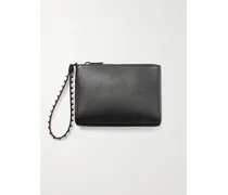 Cabata Studded Textured-leather Clutch - Black